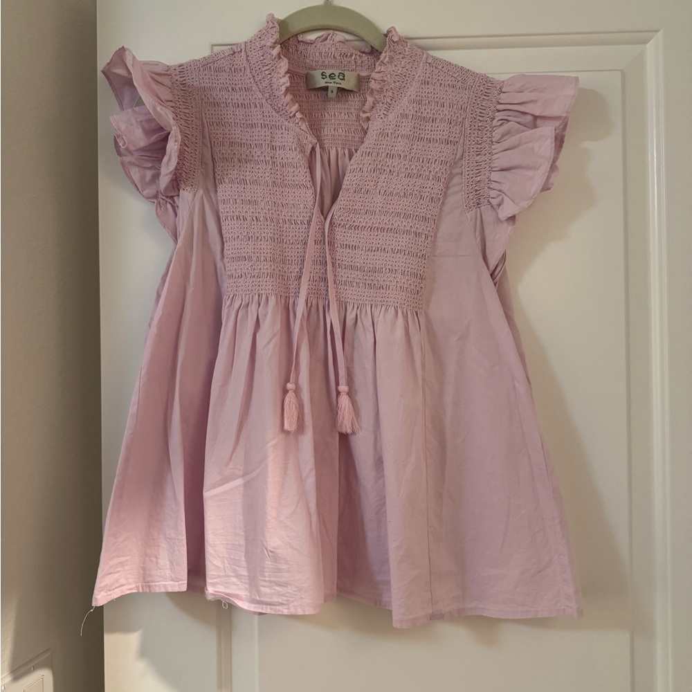 Sea NY cotton flutter sleeve top
